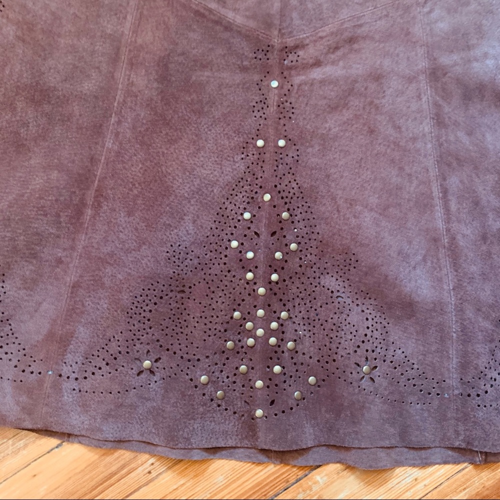 Vintage Coldwater Creek brown LEATHER skirt. L - Picture 5 of 8